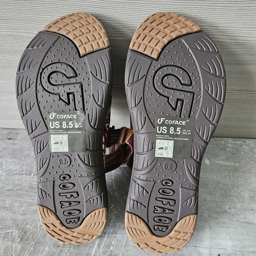 COFACE Flip Flops Sandals Adjustable Comfort Arch Support Womens Size 8.5 Brown